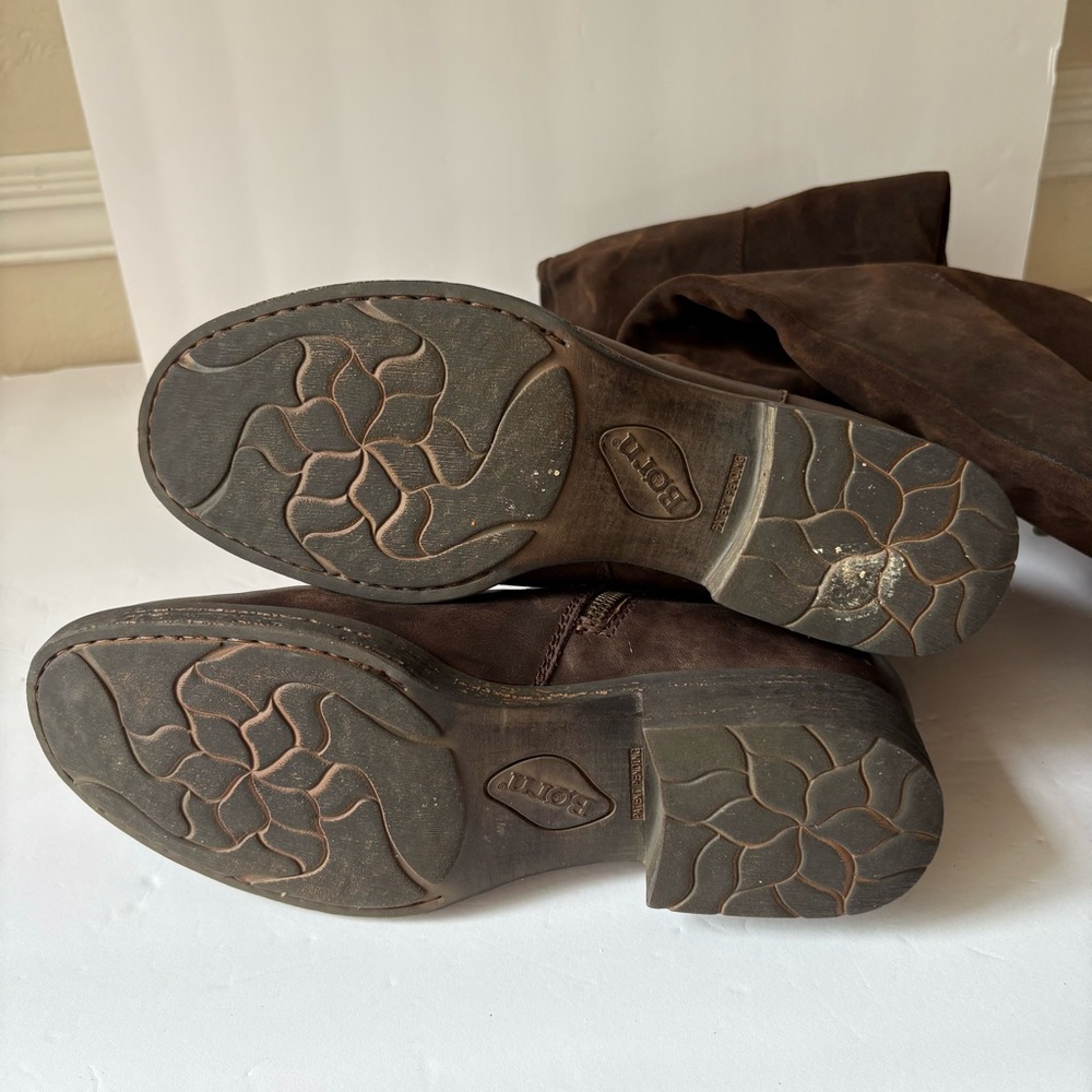 Born Borman Brown Suede Leather Knee High Boots - Picture 8 of 8